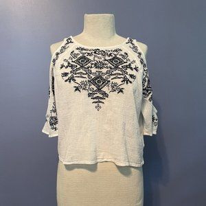 H&M Coachella Collection Embroidered Tassel Blouse Sz 6